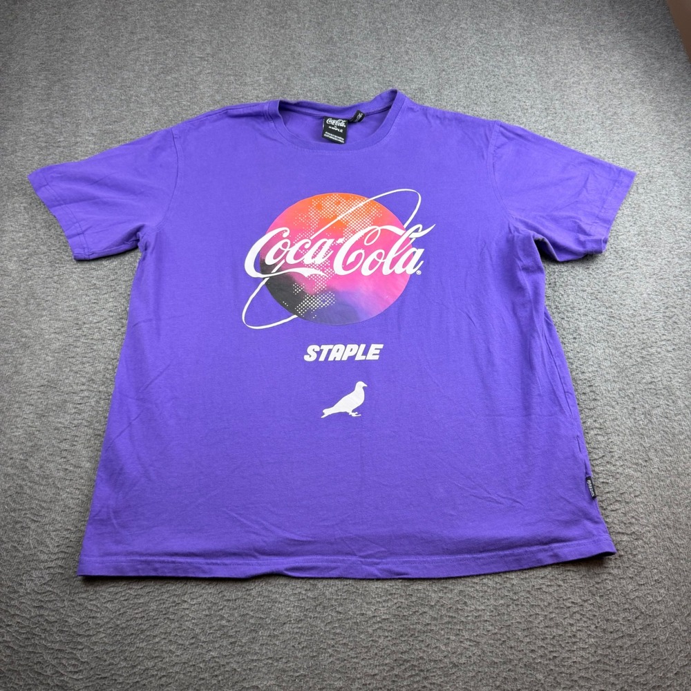 Staple Coca-Cola T-Shirt Men's XL Purple‎ Graphic Short Sleeve Pigeon Logo Tee
